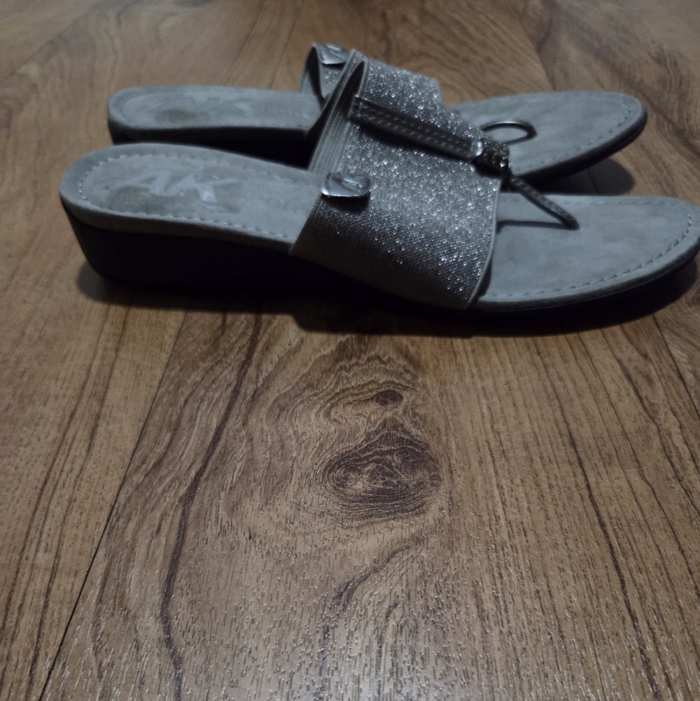 Anne Klein Glittery Silver Sandals